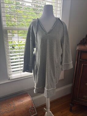 Anthropologie Heather Gray Hooded Sweatshirt Dress